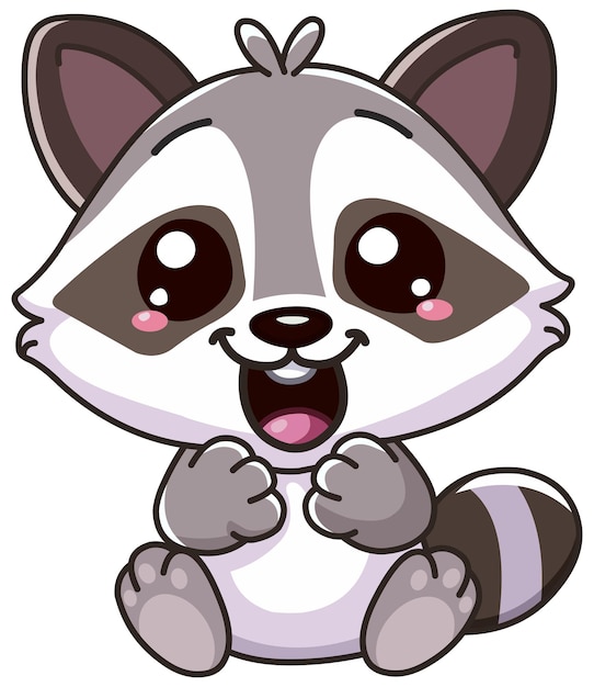 Vector happy and cute baby raccoon sitting