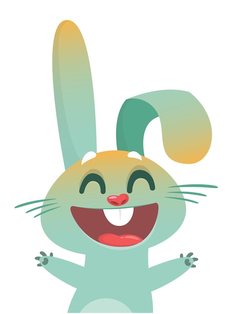 Happy cute bunny cartoon Easter vector rabbit illustration