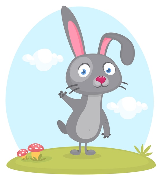 Happy cute bunny cartoon Easter vector rabbit illustration