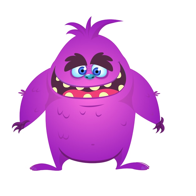 Happy and cute cartoon monster.  Vector illustration