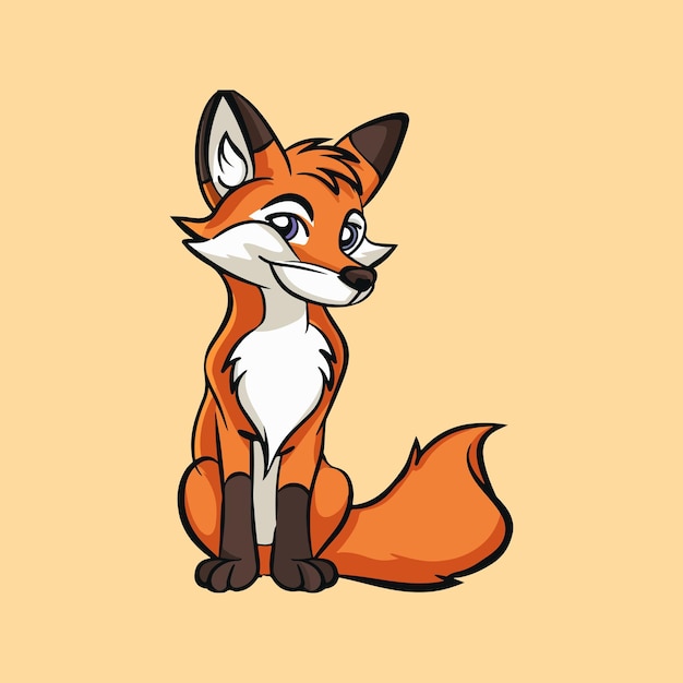 Happy cute cartoon style fox character Vector illustration in flat color design on white background