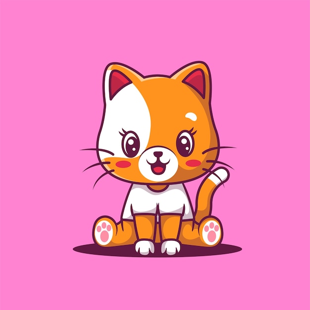 Happy Cute cat cartoon illustration.