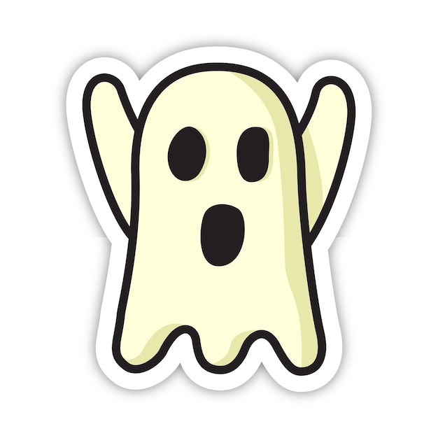 happy cute ghost editable vector sticker