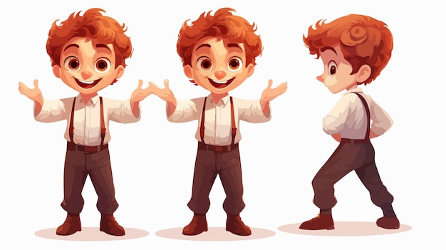 Happy Cute Kid Boy Cartoon Model Pose Vector Illustration