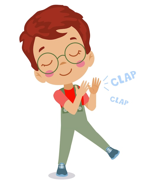 Happy cute little boy clapping