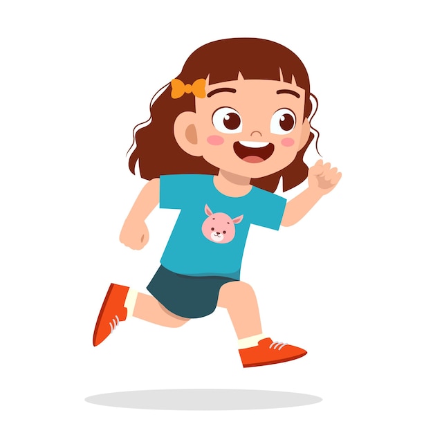 Happy cute little girl running so fast