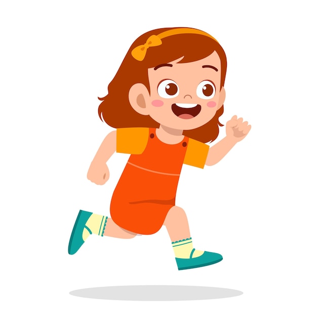 Happy cute little girl running so fast