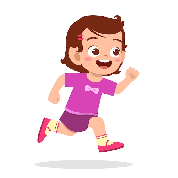 Happy cute little girl running so fast