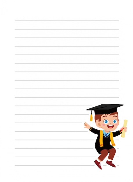 Happy cute little kid boy notebook school