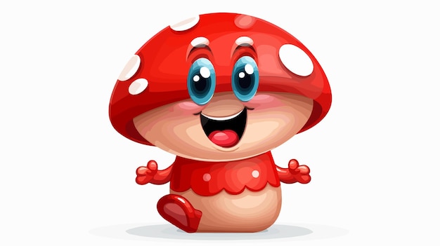 Vector happy and cute smiling red mushroom in vector illustration