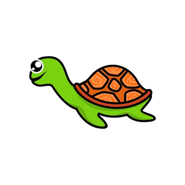 happy and cute turtle illustration, adorable reptile animal.