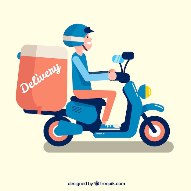 Happy deliveryman with flat design