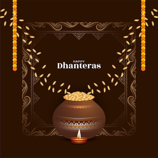 Happy dhanteras festival celebration greeting background design