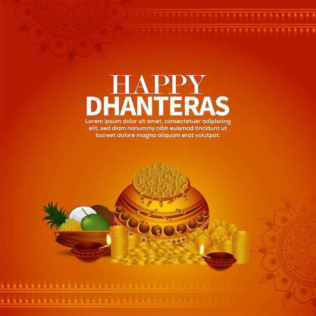 Happy dhanteras indian festival celebration card