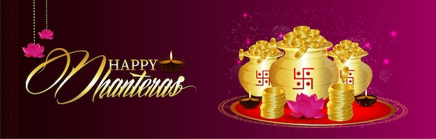 Happy dhantteras celebration banner or header