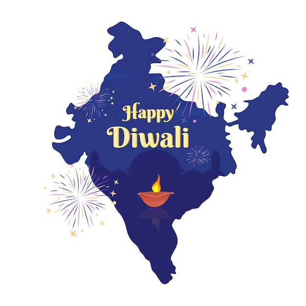 Happy Diwali 2D vector isolated illustration