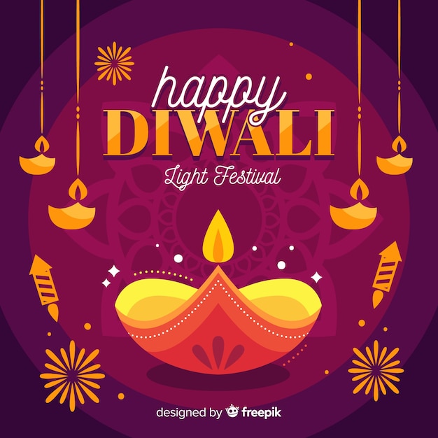 Happy diwali background in flat design