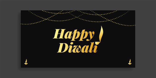 Vector happy diwali banner gold and black 01