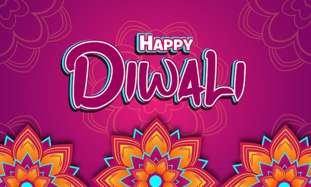 Happy Diwali banner template in paper style concept with editable 3D text Effect