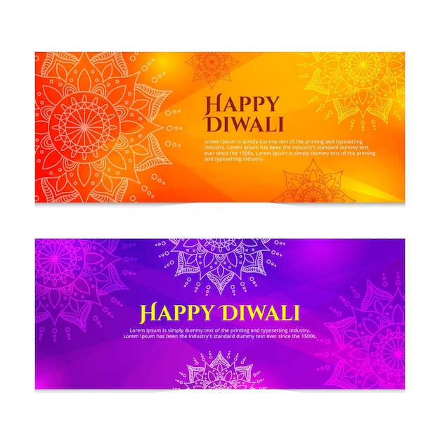 Happy diwali banners concept