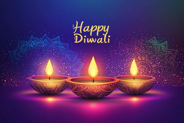 Vector happy diwali candles on red with mandalas background design festival of lights theme vector