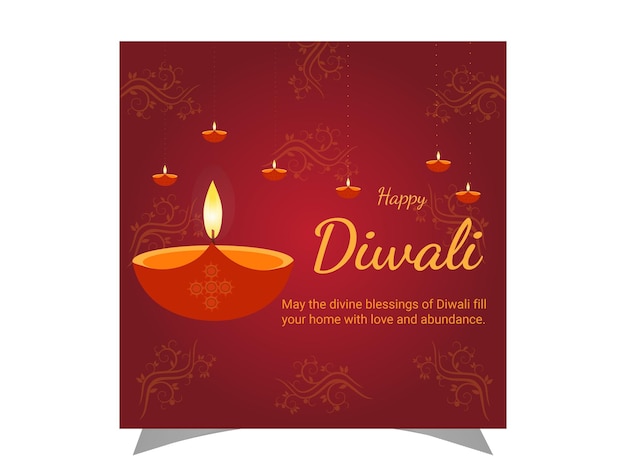 Vector happy diwali decorative oil lamp festival design