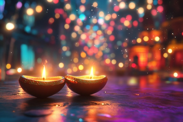 Vector happy diwali deepavali or dipavali the festival of lights india with gold diya on podium patterned