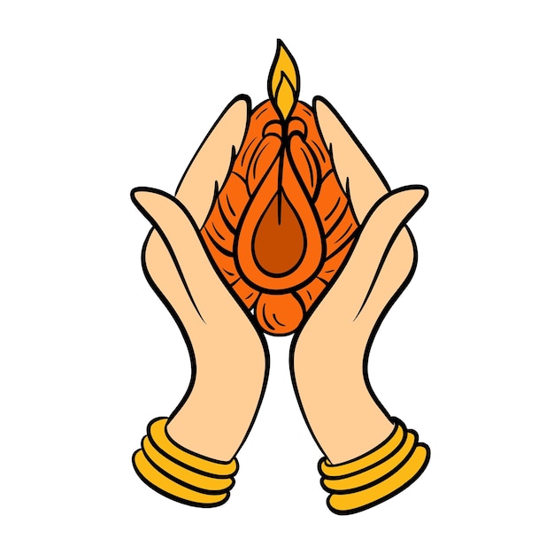 happy Diwali diya hand illustrations