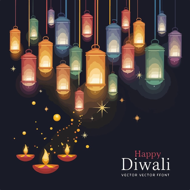 Vector happy diwali festival of lights celebration background concept