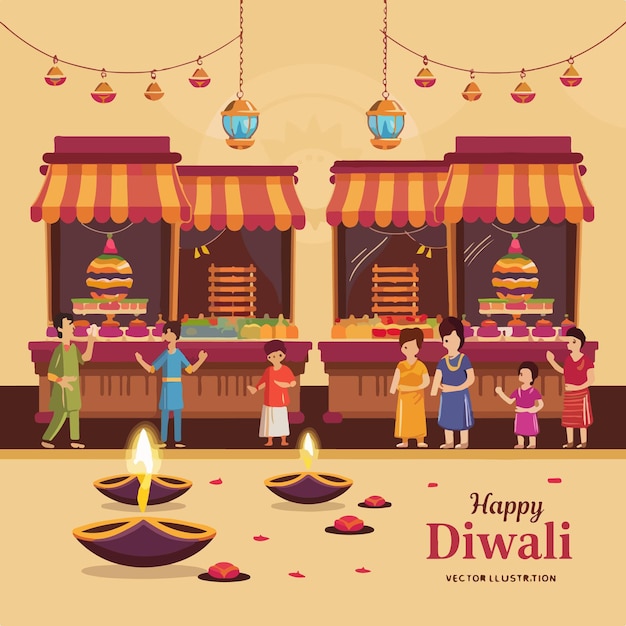 Vector happy diwali festival of lights celebration background concept