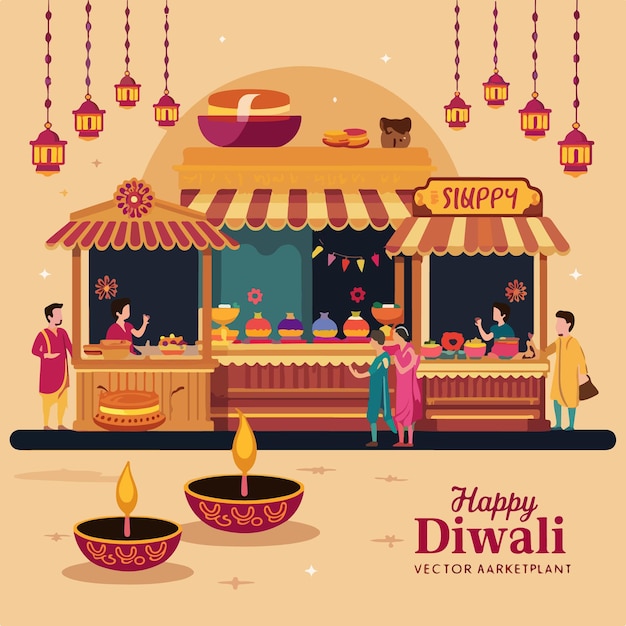 Vector happy diwali festival of lights celebration background concept