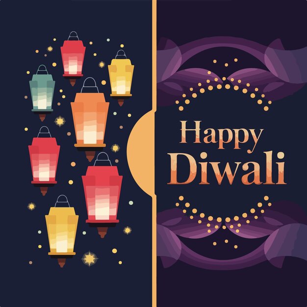 Vector happy diwali festival of lights celebration background concept