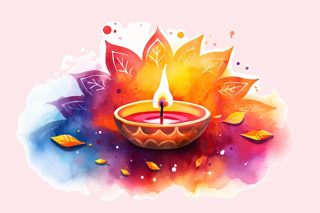 Happy Diwali festival of lights colorful greeting card design vector illustration