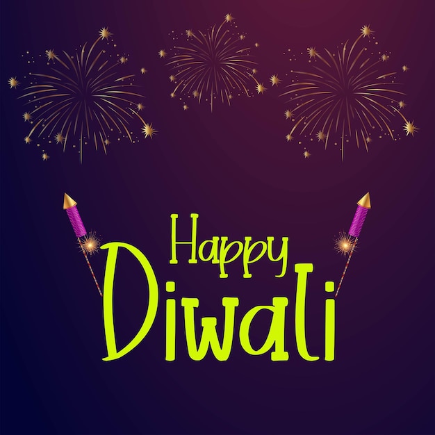 Vector happy diwali festival of lights greetings indian festival celebration rocket crackers fireworks