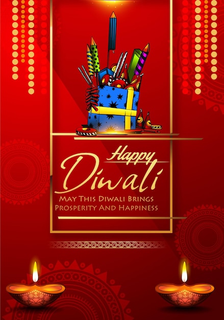 Happy Diwali, Festival of lights ,Vector illustration and Beautiful greeting card for celebration