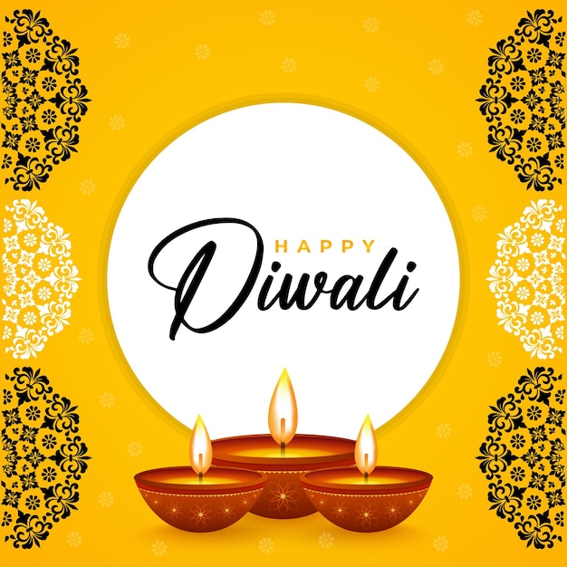 Happy Diwali festival social media poster banner design with Diya