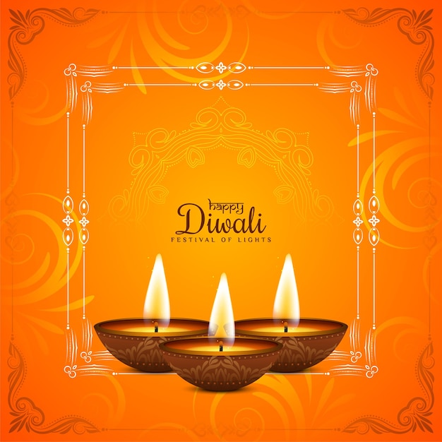 Happy Diwali festival stylish decorative yellow background design