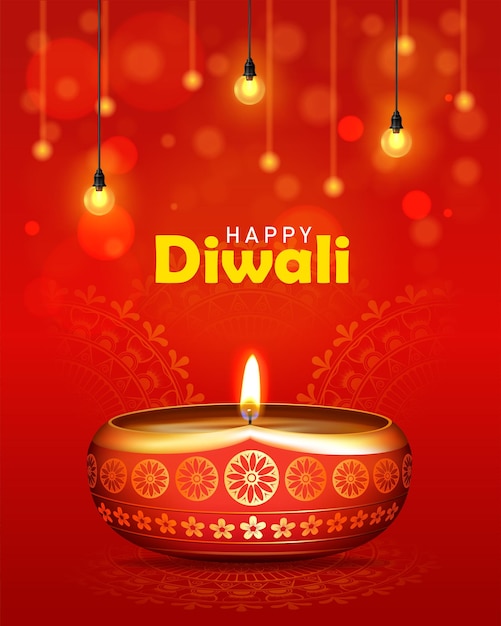 Happy diwali festival template design for social media post instagram ads banner greting card