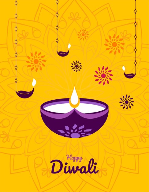 happy diwali festival with oil lamp celebration background