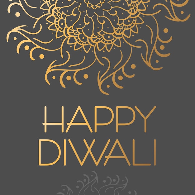 Happy diwali greeting banner with lettering grey background