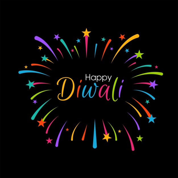 Happy Diwali greeting card with intricate calligraphy and Diwali lamp