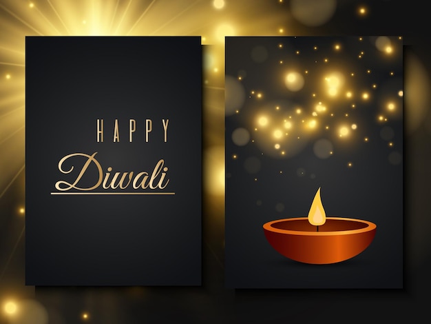 Vector happy diwali greeting cards luxury collection of invitation templates for festive indian lights