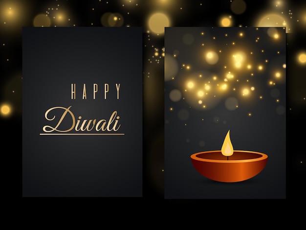 Vector happy diwali greeting cards luxury collection of invitation templates for festive indian lights