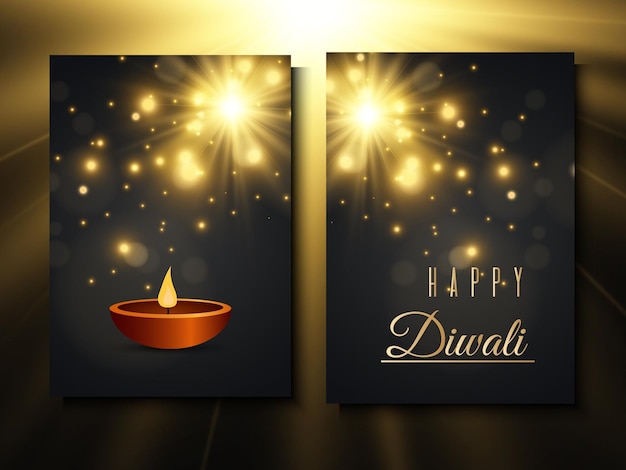 Happy diwali greeting cards luxury collection of invitation templates for festive indian lights