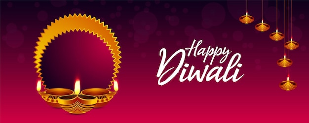 Happy diwali hindu festival banner design festival of light background