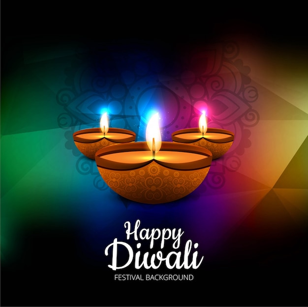 Happy Diwali Holiday background illustration of burning diya 