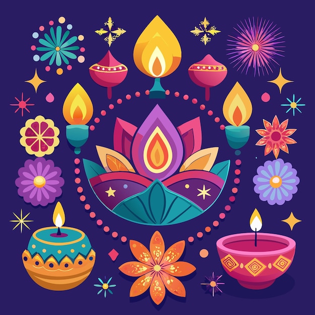 Vector happy diwali indain festival luxury lights vector design