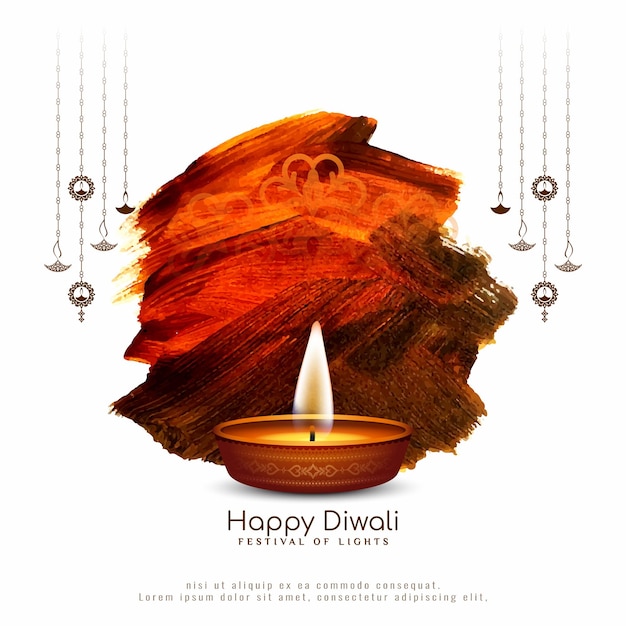 Happy Diwali indian cultural festival classic background with diya