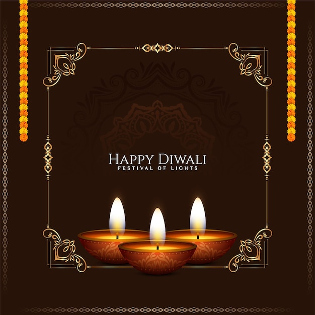 Happy Diwali Indian cultural festival greeting background illustration