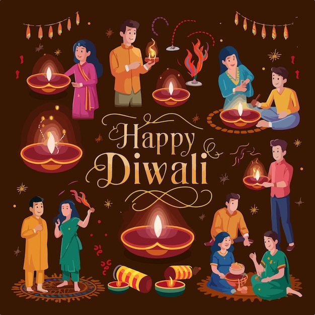 Vector happy diwali indian festival background illustration concept